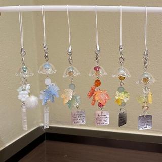 【臺灣出貨】春夏清新桂花茉莉楓葉風鈴掛件甜美少女包包手機鏈治癒系掛飾禮物 楓葉風鈴 手機鏈