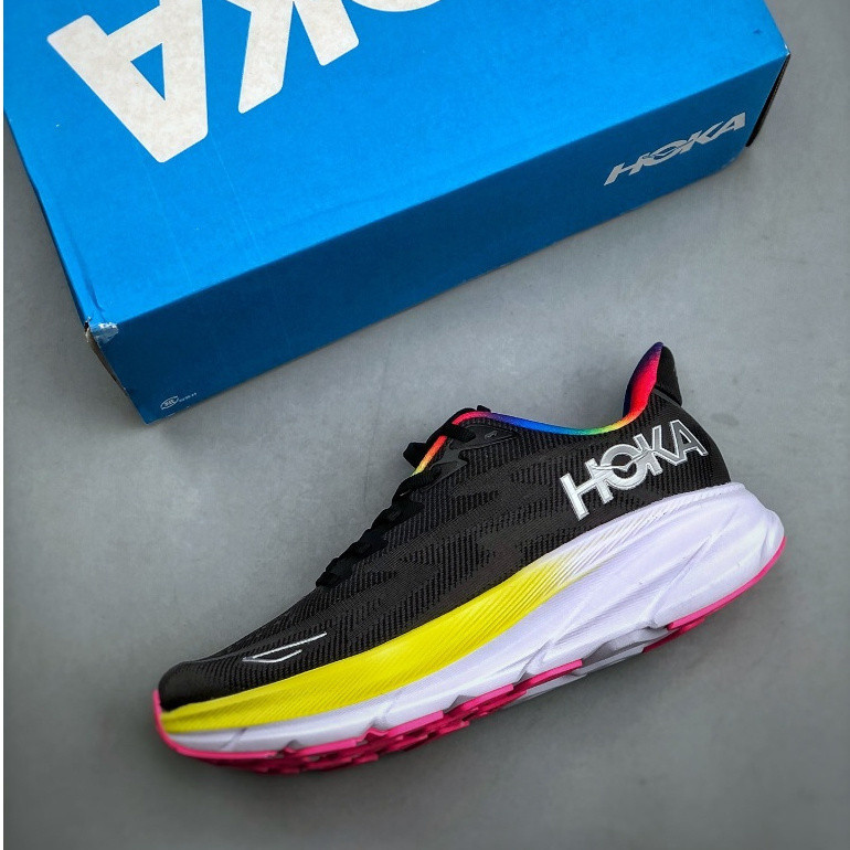 HOKA Clifton 9透氣輕便跑鞋時尚減震男女運動鞋ELO2