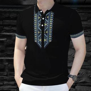 黑色 Polo 衫 ASEAN Clothing Polo Barong 鈕扣 Polo 衫 Polo 衫男士&