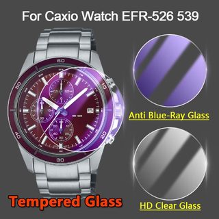 9M鋼化玻璃適用Casio Edifice EFR-526 EFR-539手錶2.5D高畫質防刮防紫光護眼防摔螢幕保護貼膜