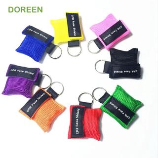 DOREEN CPR 面罩、口呼吸專業緊急面罩、戶外工具一次性尼龍袋鑰匙扣環復甦器面罩旅行口袋