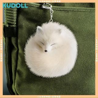 KUDOLL庫島可愛白狐掛件 模擬超萌白靈玩偶 頂級貂毛包包掛飾 質感裝飾禮物 觸感柔軟細膩 增加穿搭亮點 適合送禮