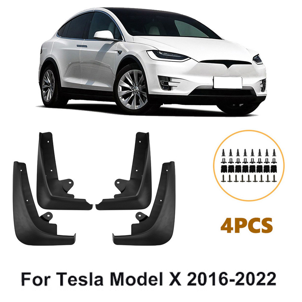 4 件裝擋泥板適用於特斯拉 MODEL X 2016-2022 防濺擋泥板前後擋泥板