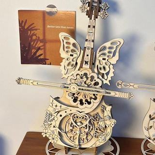 臺灣出貨✨手工音樂盒 大提琴木質拼裝 模型3d立體拼圖 diy成人益智玩具好禮物