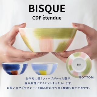 現貨 日本 文青風手繪雙色刷紋設計造型碗 14cm｜BISQUE 質感餐具 餐具碗 湯碗 可微波碗 碗盤器皿
