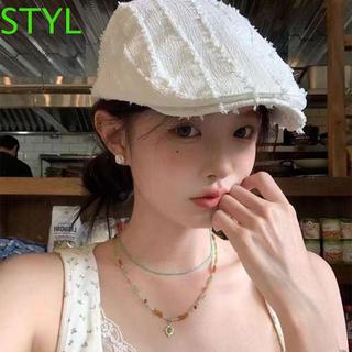 STYL Burr Edge Advance 帽子,韓式防曬女式貝雷帽,甜美純色滌綸 Y2K 畫家帽街頭服飾