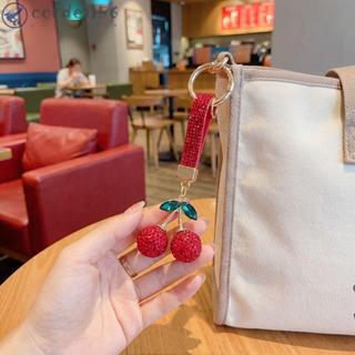 CORDELL水晶櫻桃吊墜高階Blingbling全水鑽櫻桃鑰匙扣閃亮DIY精緻韓國Ins水鑽汽車鑰匙圈女