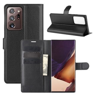 SAMSUNG 適用於三星 Galaxy Note20 Ultra 荔枝紋水平翻蓋保護套帶支架和卡槽和錢包適用於 Gal