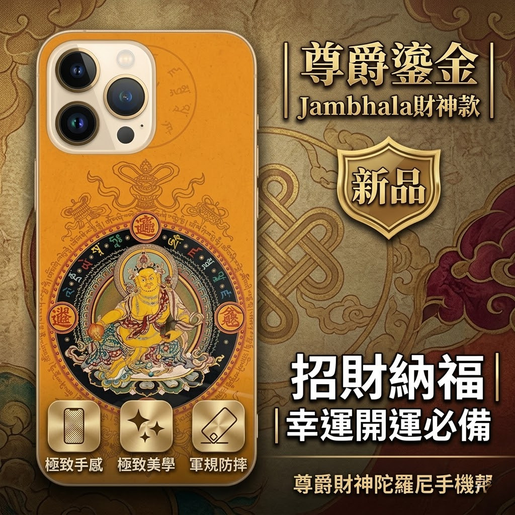 遇到必買 招財 轉運 手機保護殻 黃財神蘋果16promax手機殻適用於iPhone15玻璃14pro13新款12