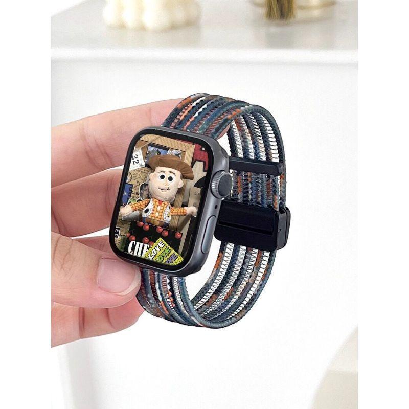 免運💯適用applewatchS11尼龍迴環式錶帶9/10ultra官方同款2023彩虹星光蘋果手錶iwatch7/8