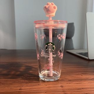 ✨臺灣出貨✨百分號玻璃吸管杯星巴克杯子咖啡杯搖搖杯美式星冰樂牛奶飲料水杯