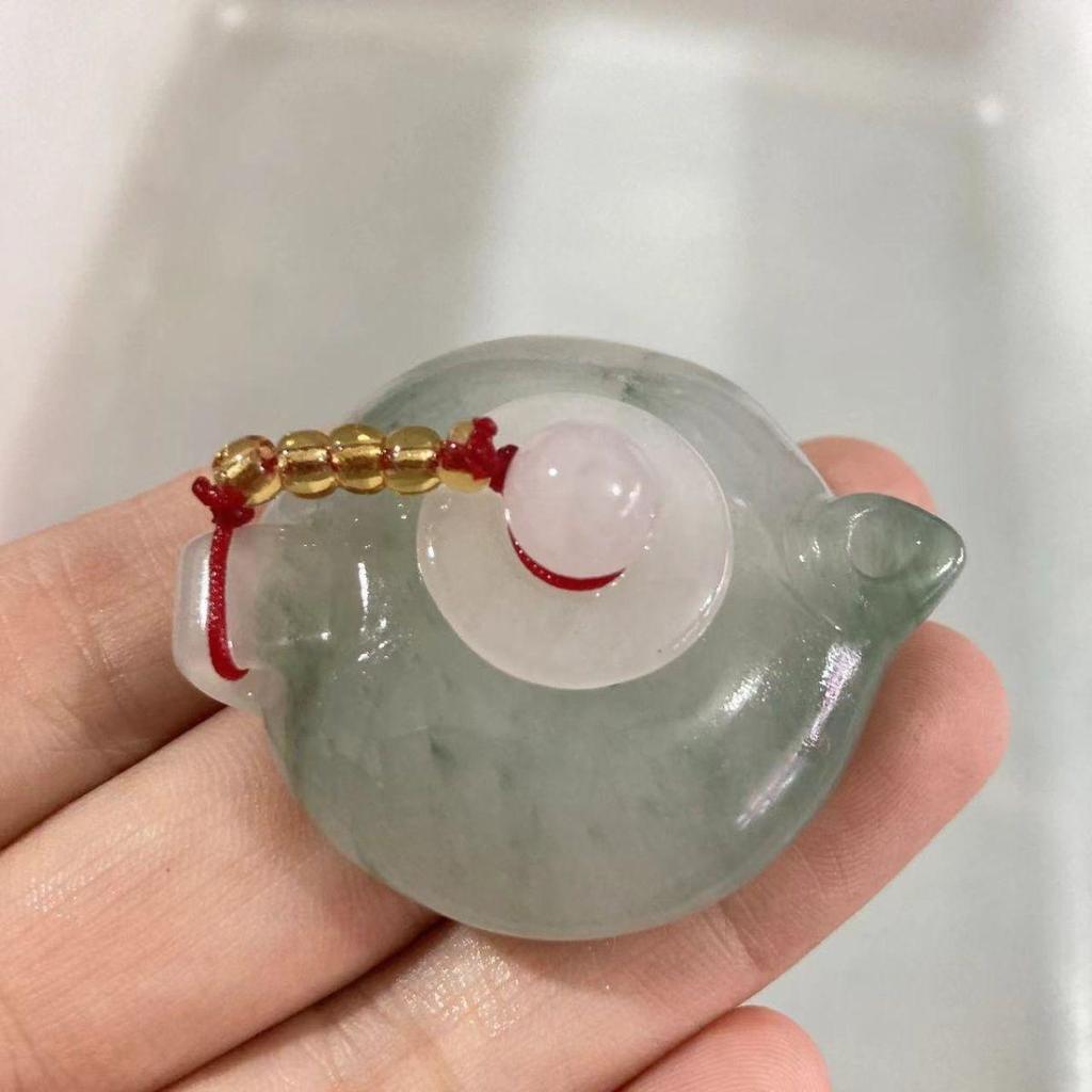 🌟翡翠玉壺打麻將把把壺手把件玉壺真玉迷你小茶壺擺件把玩