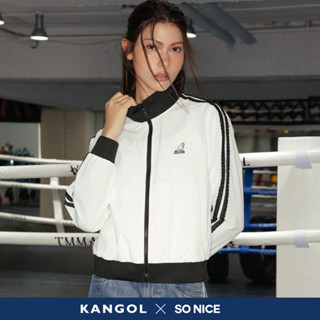 SO NICE X KANGOL聯名 輕量五合一防潑水涼感原紗防曬立領撞色拼接蕾絲棒球外套｜白、黑｜【6563N001】