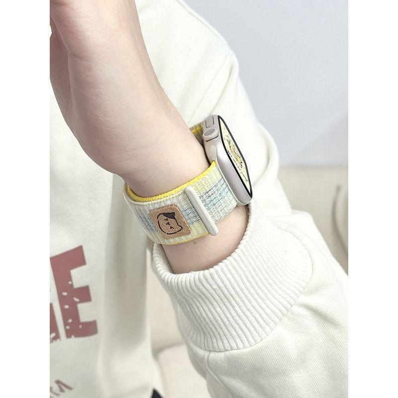 免運💯【貓咪迴環】適用applewatch10尼龍錶帶官方同款ultra蘋果手錶SE魔術貼iWatchS11/9/8/