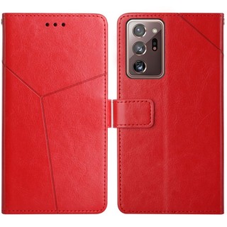 SAMSUNG 適用於三星 Galaxy Note20 Ultra Y 拼接水平翻蓋皮套帶支架&卡槽&錢包&相框