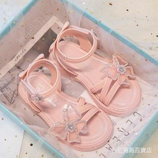 【店鋪熱銷】2025夏季兒童公主鞋時尚水鑽蝴蝶女童涼鞋小中大童防滑軟底公主風