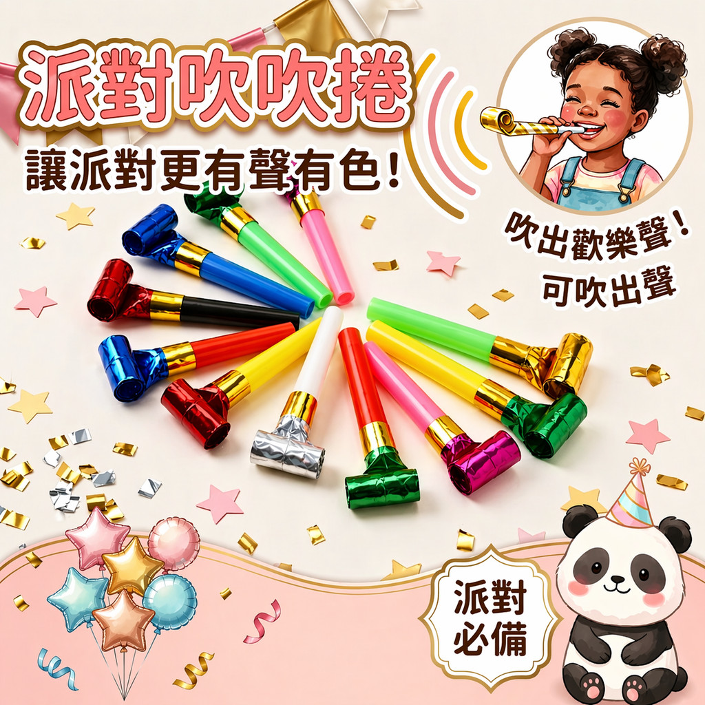 派對吹吹捲 吹龍 吹龍玩具 吹卷 吹吹卷 派對好物 吹捲玩具 生日口哨 吹笛 慶生道具 派對吹龍 。黑白寶貝。