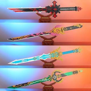 原神周邊 小卡 吊飾 立牌 手機殼 cos飾品 包包 相容樂高積木周邊武器刀劍手工拼裝玩具積木劍模...