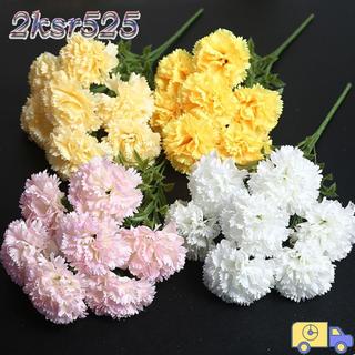 2KSR525 人造康乃馨花束攝影道具母親節模擬康乃馨7頭絲綢婚禮假花婚禮裝飾