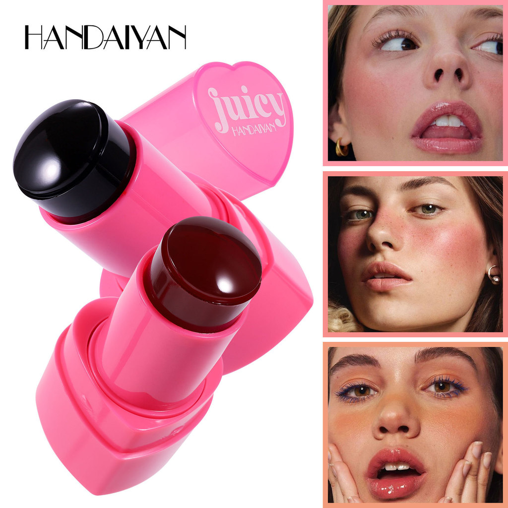 HANDAIYAN Fruit Jelly Blush Stick 草莓玫瑰色腮紅提亮唇頰胭脂持久防水彩妝腮紅棒