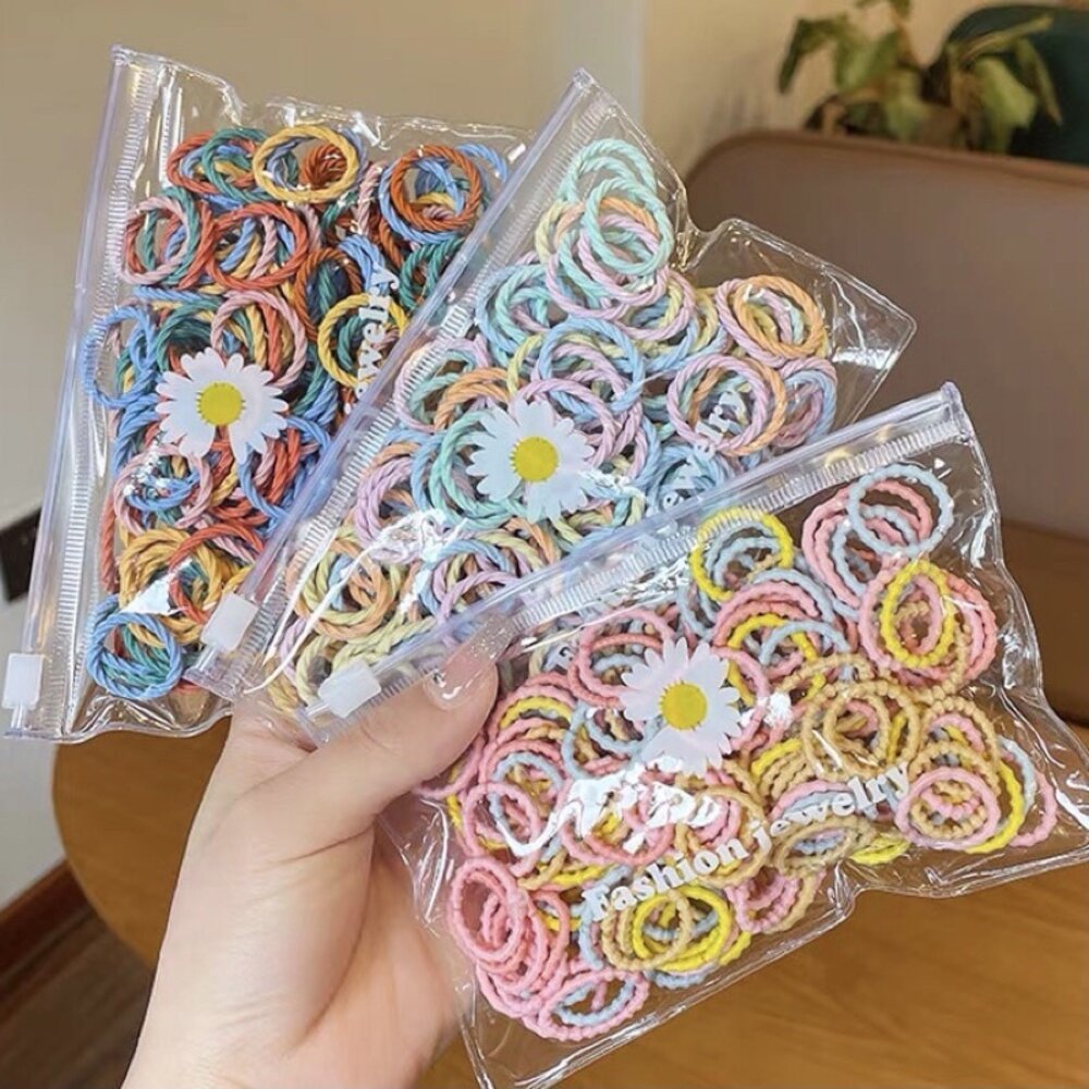 圓通寶飾💋買100條50元 高彈女童不傷發髮圈嬰兒拇指髮圈  A0201 寶寶髮圈 嬰兒髮圈 髮束 兒童髮圈