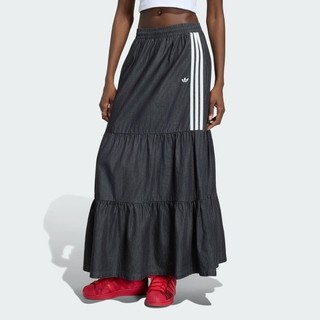 Adidas 愛迪達 Denim Skirt KY8114 女 牛仔布長裙 黑 亞版