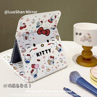 Kitty折疊鏡子 便攜鏡 kitty多多便攜式補妝鏡家用可摺疊桌面大號補妝鏡子立式梳妝鏡子 補妝鏡子 隨身鏡