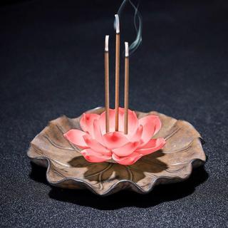 【大隱】手工陶瓷蓮花香插線香檀香沉香擺件家用供奉禪意點香香臺香座香爐