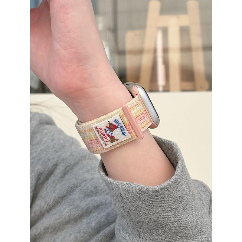 免運💯【臘腸狗迴環】適用applewatchS11官方同款尼龍錶帶蘋果手錶ultra魔術貼運動編織iwatch10/9