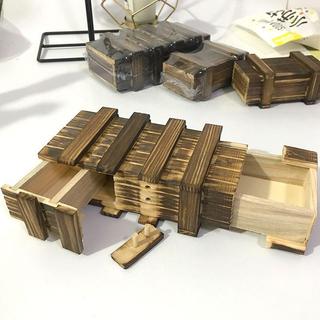 【限時搶先購入】木質打不開魔盒神秘木盒魯班鎖孔明鎖三開機關盒兒童益智禮品玩具益智玩具 親子互動