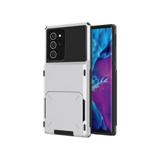 SAMSUNG 適用於三星 Galaxy Note20 超防刮防震重型堅固裝甲保護殼帶卡槽(綠色)