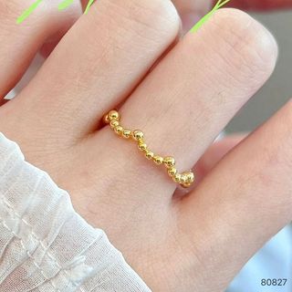 ✧中壢景福珠寶✧黃金9999 金珠波浪 造型戒指 固定圍 黃金 送禮 保值
