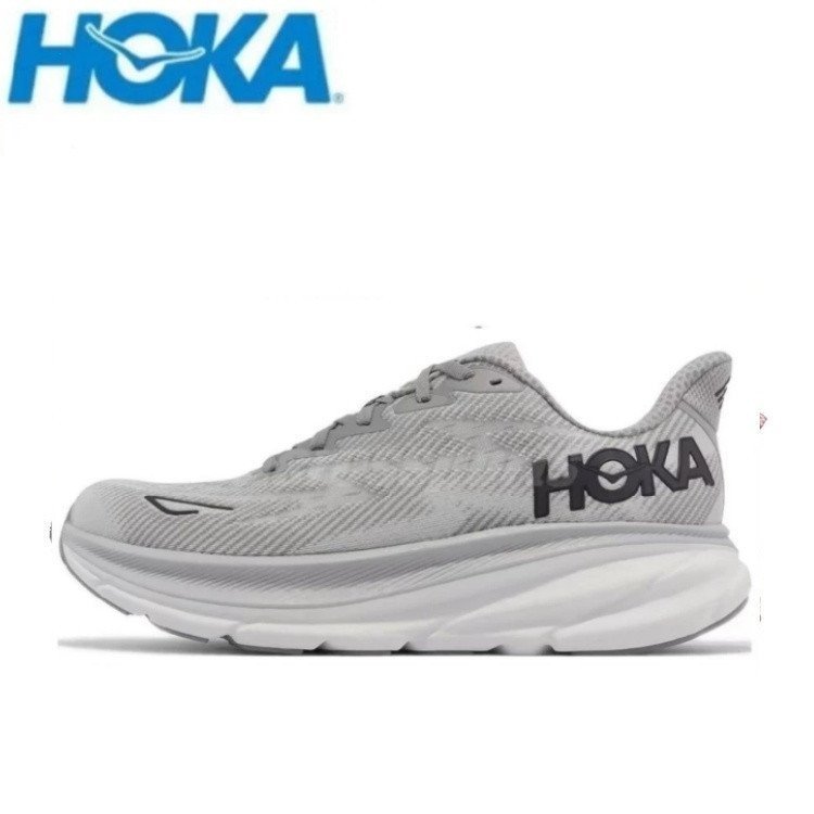{帶盒} HOKA One One Clifton 9 低幫跑鞋中性運動鞋灰色 VMLB