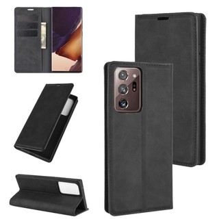 SAMSUNG 適用於三星 Galaxy Note20 Ultra Retro-skin 商務吸力皮套帶支架和卡槽和錢包
