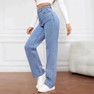 🌸超好看牛仔褲🌸Washed denim fashion straight pants jeans for wome