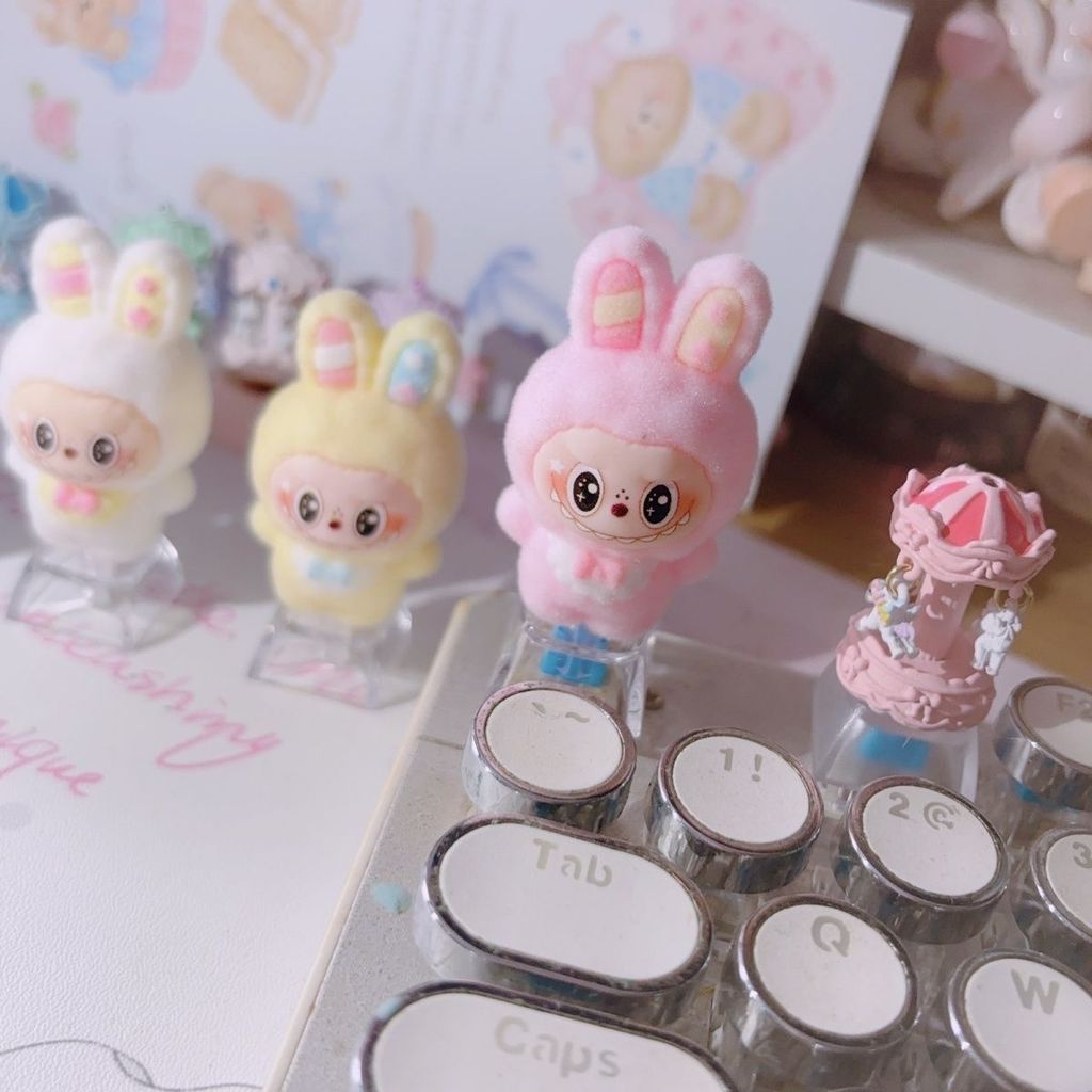 限量版暢銷書【限量植絨兔子拉布diy鍵帽十字軸可用可愛桌面鍵盤萌粒鍵帽植絨兔子拉布diy鍵帽十字軸可MaIHhm833