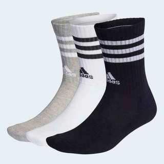 Adidas 3s C Spw Crw 3p 中筒襪 運動襪 透氣 舒適 足弓支撐 3雙入黑灰白 [IC1323]