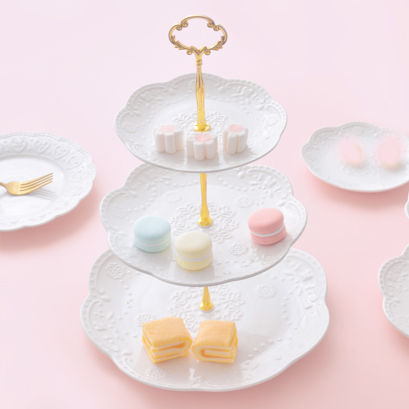 免運 歐式下午茶點心架 英式下午茶架 下午茶盤架 歐式三層點心盤蛋糕盤下午茶甜品盤客廳家用糖果托盤架陶瓷水果盤