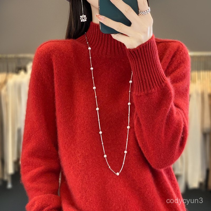免運 臺灣出貨 高領毛衣女 加厚高領100純羊毛衫女秋冬新款韓版套頭毛衣寬鬆顯瘦針織羊毛衫 3JBZ