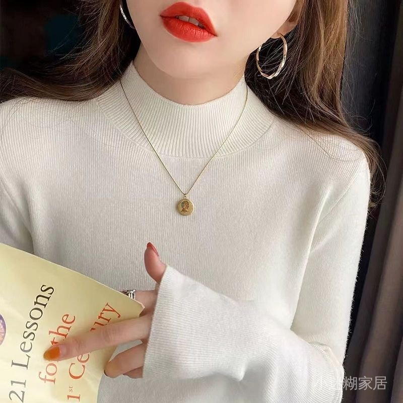 免運 臺灣出貨 秋冬毛衣女 半高領針織衫毛衣女秋冬新款長袖百搭洋氣修身顯瘦內搭打底衫上衣 W7Z8