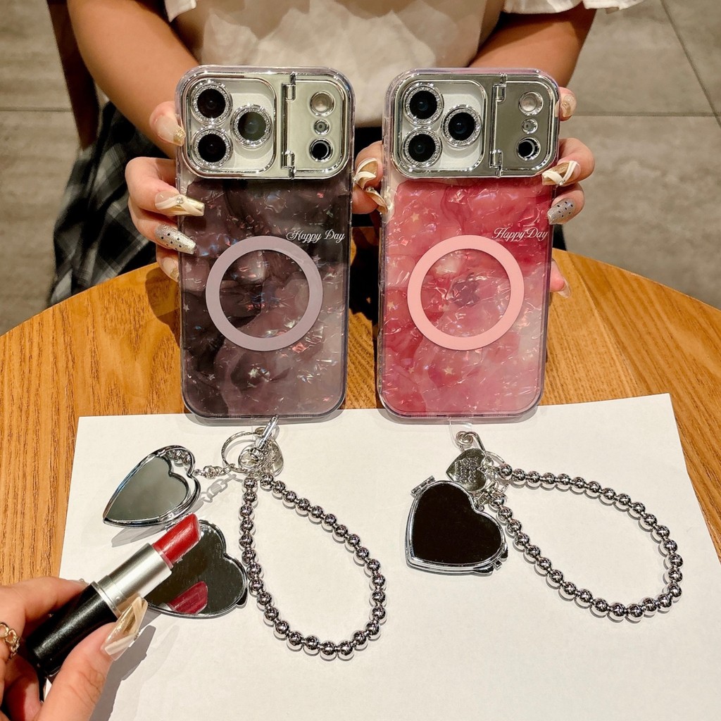 臺灣出貨👑適用蘋果係列iPhone17新款手機殻13pro17promax時尚貝殻紋磁吸14pro15promax銀灰