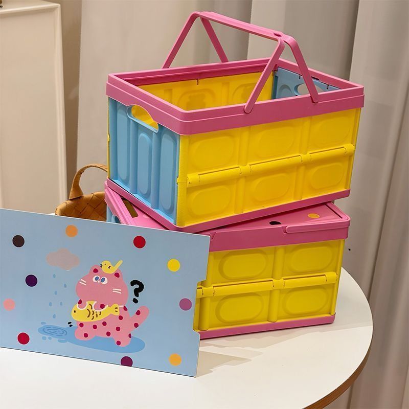 【臺灣出貨】收納箱 多巴胺收納箱 露營收納箱子 後備箱整理箱子 居家收納箱子 儲物箱 野餐箱 可摺疊箱子 戶外收納箱