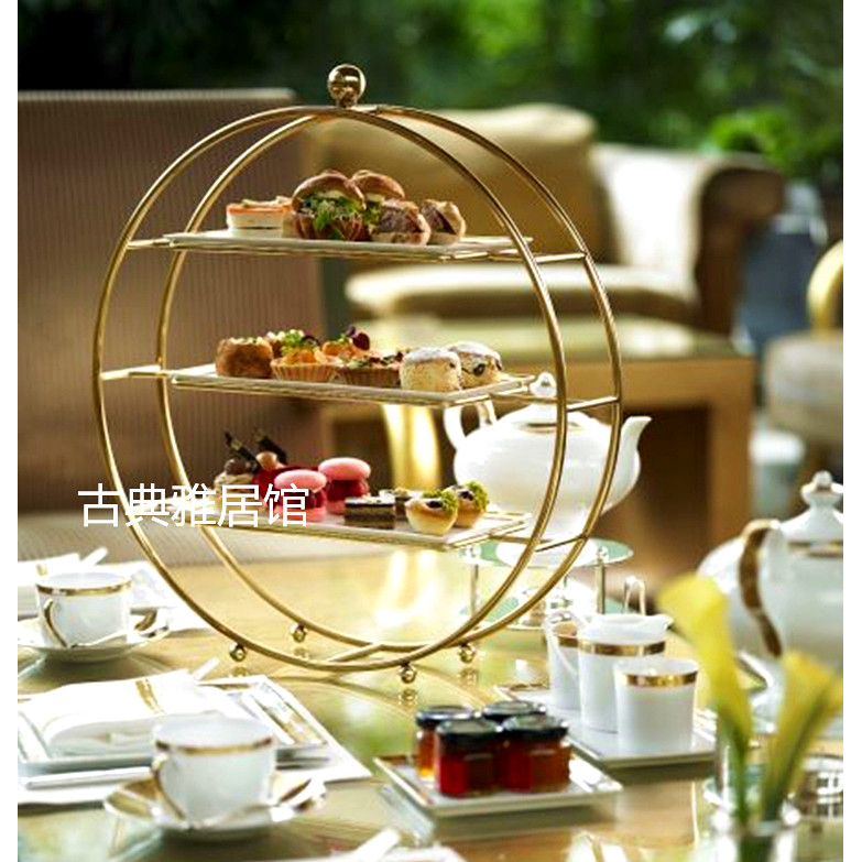 免運 歐式下午茶點心架 英式下午茶架 下午茶盤架 歐英式創意下午茶糕點心架 三層壽司托盤架圓形酒店餐廳自助餐架