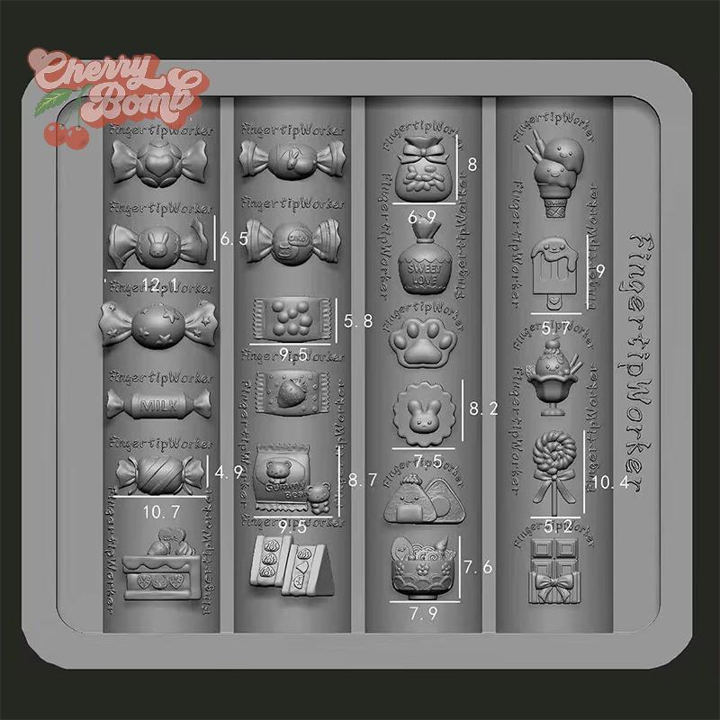 【櫻桃炸彈】美甲模具矽膠卡通糖果美甲裝飾指甲油填充模具DIY浮雕設計立體美甲工具新款