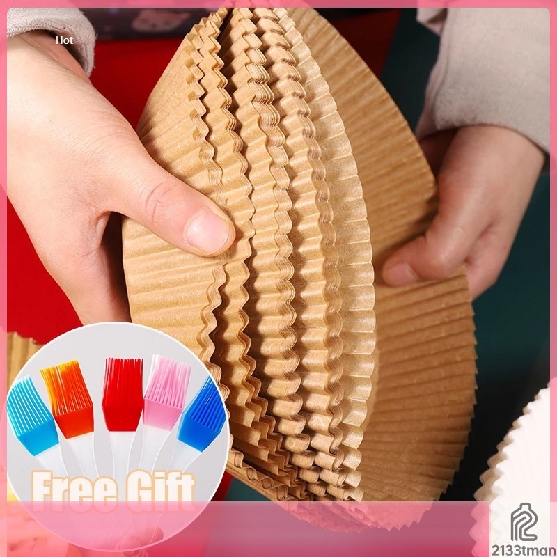 🎀木子雜貨鋪🎀[免費禮物] 100pcs 20cm 空氣炸鍋一次性烘焙紙不粘蒸鍋圓形羊皮紙襯裡廚房配件