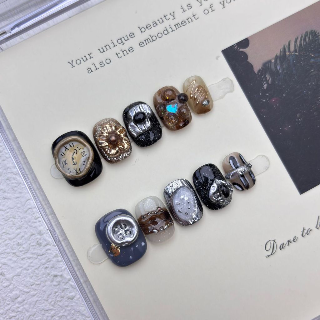 【漫秋】純手工穿戴甲爆款復古小衆高級顯白款式美甲片 【Nancy的小店】