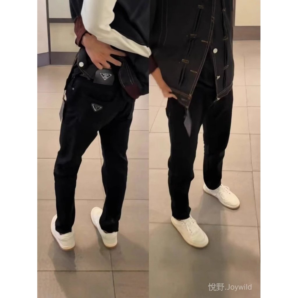 【氣質搭配】臺灣發貨輕奢歐品25春秋潮流百搭彈力修身黑色黑牛仔褲男高品質牛仔褲1111 D4D6