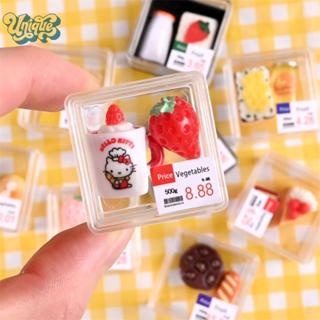 【獨特】隨機兩個娃娃屋微型 Hello Kitty 甜點蛋糕盒模型 DIY 廚房配件娃娃屋裝飾兒童假裝玩具全新