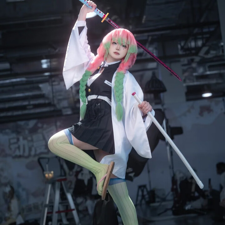 【11.12】灝吉弧甘露寺蜜璃cos服全套鬼滅之刃周邊二次元動漫卡通cosplay服 甘露寺蜜璃全套+假髮+鞋子