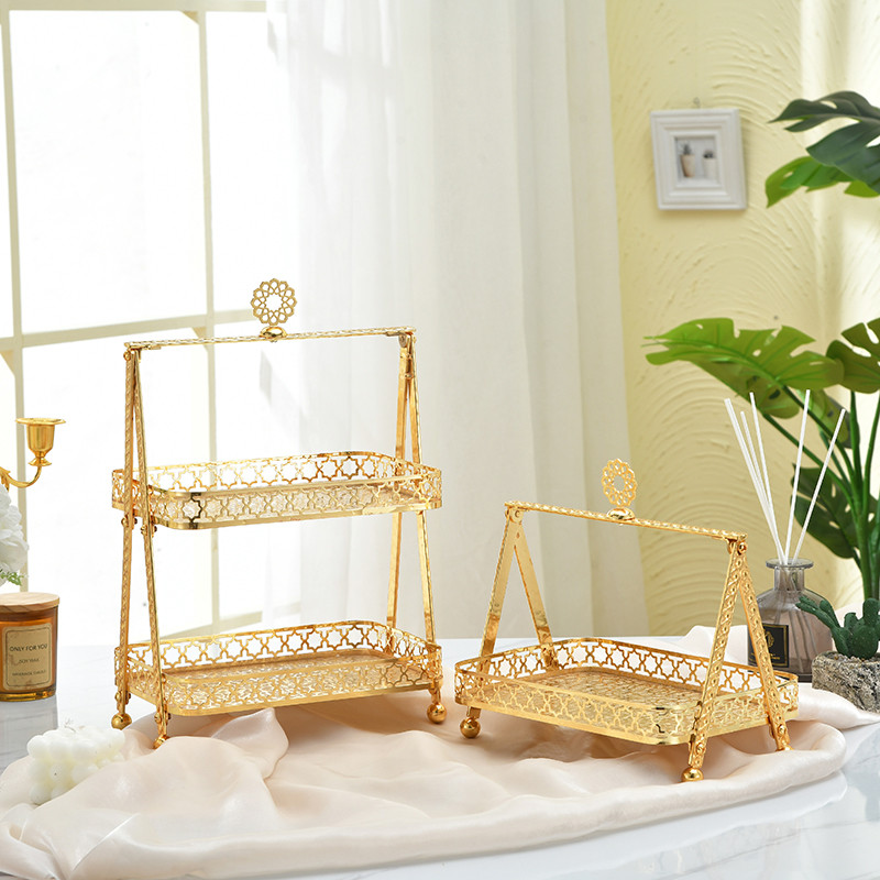 免運 歐式下午茶點心架 英式下午茶架 下午茶盤架 雙層蛋糕架歐式下午茶水果蛋糕盤甜品臺架蝴蝶結點心托盤婚慶擺臺